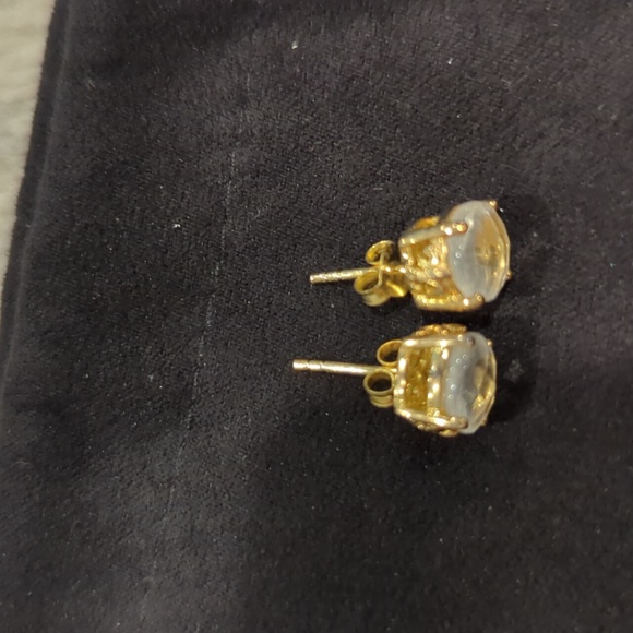 New David Sigal white Quartz Riolette stud earrings - Picture 2 of 4